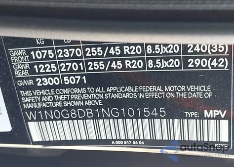 2022 Mercedes-Benz Glc 300 Suv from USA, damaged, VIN W1N0G8DB1NG101545